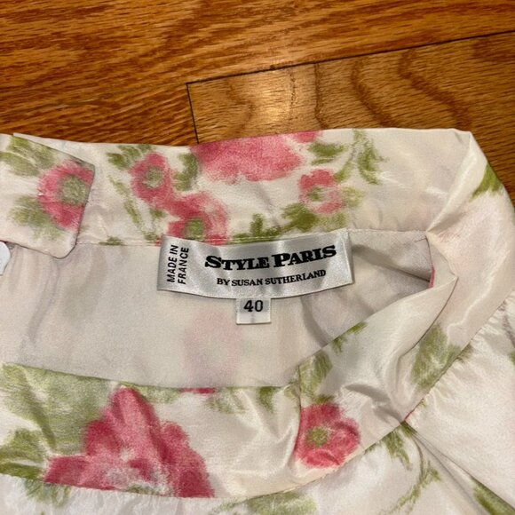 STYLE PARIS by Susan Sutherland 100% Silk Floral Midi Skirt - Picture 3 of 5